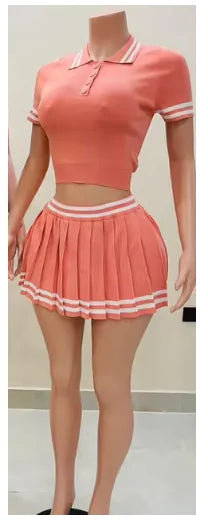 Trendy Two-Piece Top & Pleated Skirt Set