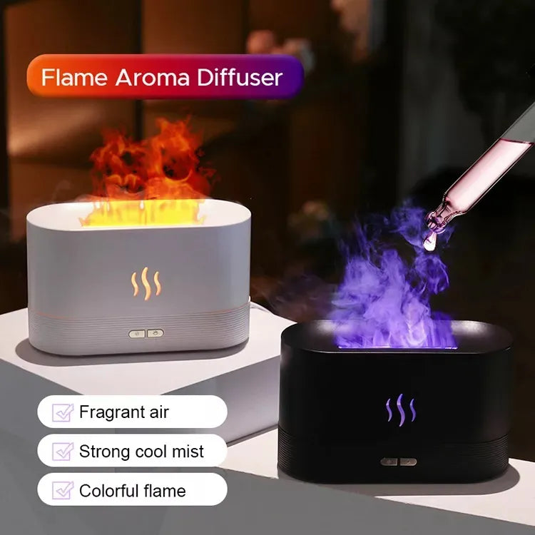 2022 USB Flame Humidifier & LED Diffuser