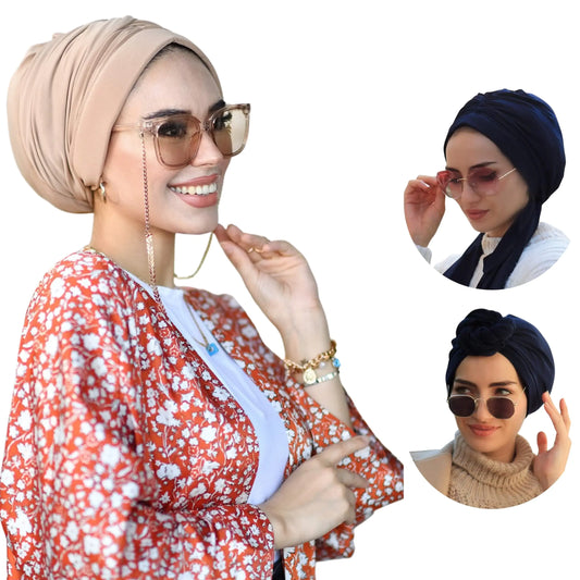 Dubai Turban-Turbans For Women-Hijab For Women|Hair Wraps-Head Wraps For Women|Hijab Undercap-Caps-Instant Hijab (Dubai Turban Caramel)