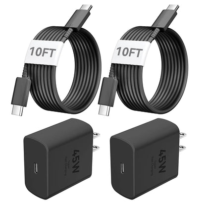 iPhone 16 Pro Max Charger Fast Charging45W USB C Wall Charger Block with 10FT USB C to USB C Long Charging Cable Cord Fast Charger for iPhone 16 Pro Max/16 Pro/16 Plus/15 Pro Max/15 ProSamsung S24