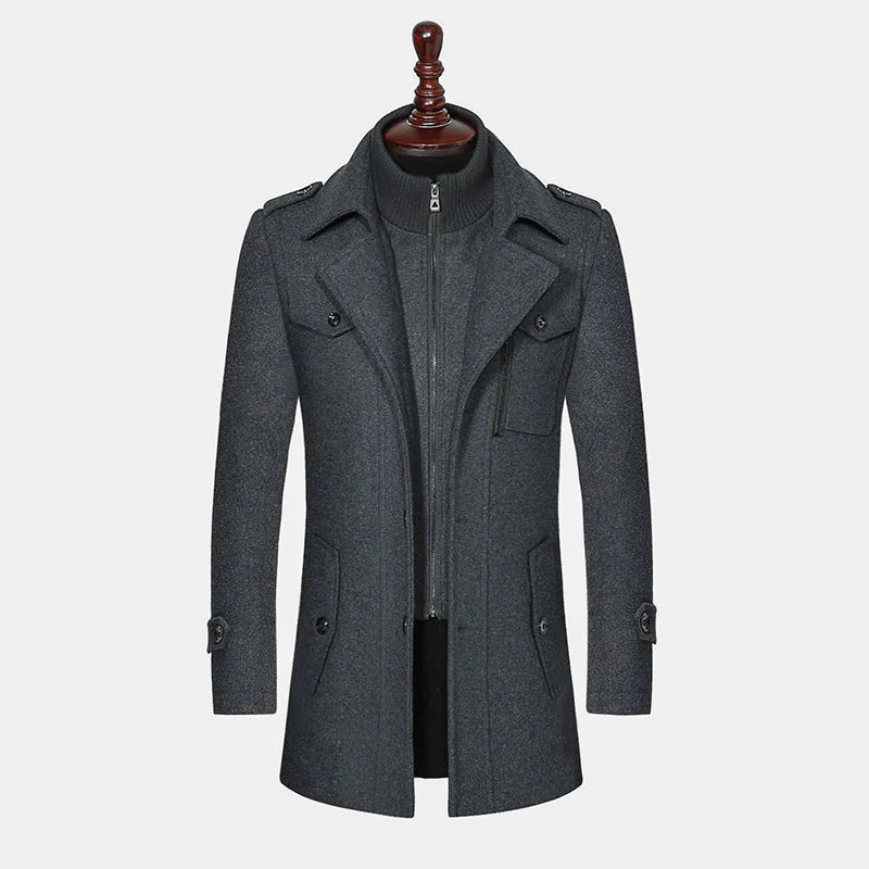 Men's Double Collar Woolen Coat