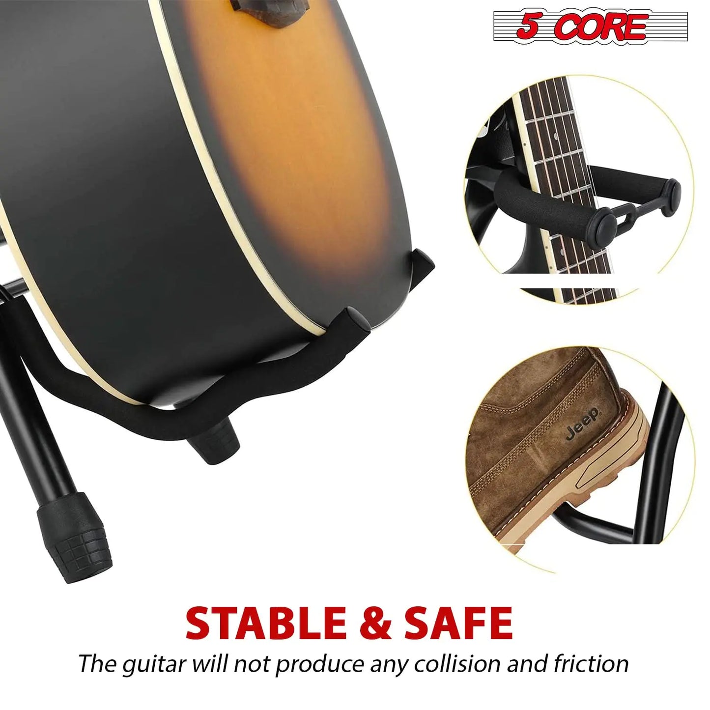 5Core Guitar Stool w Comfortable Padded Seat Foot Rest Guitar Holder w 300 Lbs Capacity