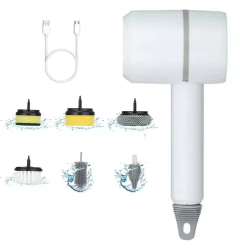 Electric Rotating Scrubber with 6 Brush Heads – Multi-Surface Cleaning Brush