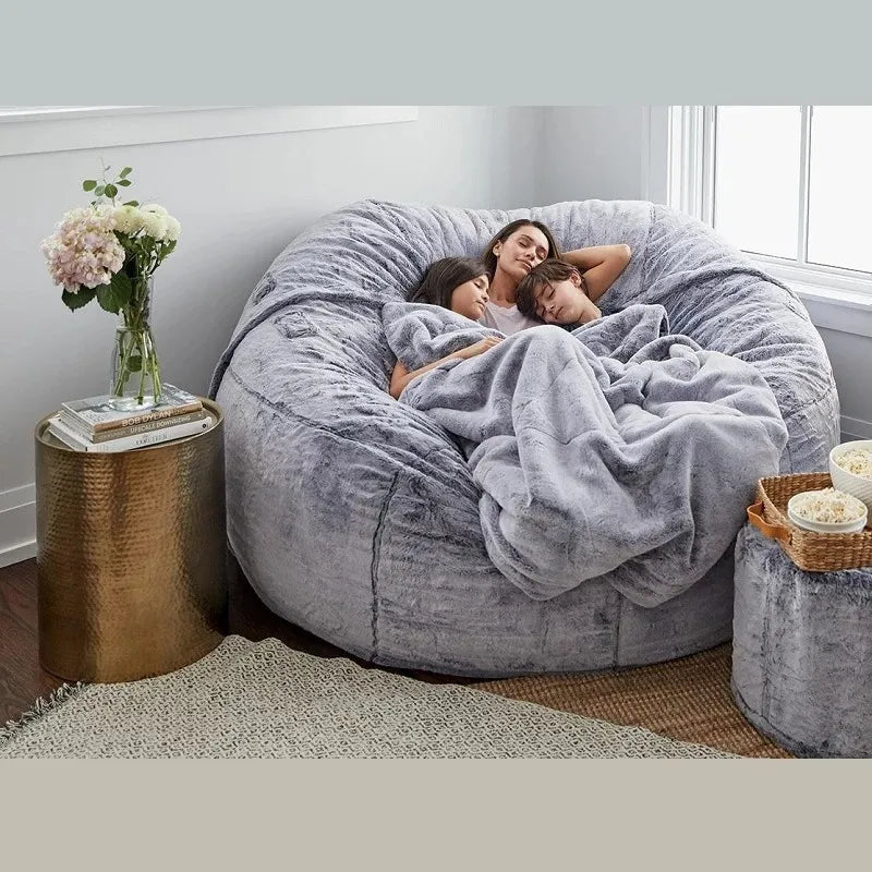 Faux Fur Bean Bag Cover With Filling