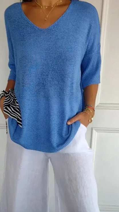 Slim Fit V-Neck Knit Sweater