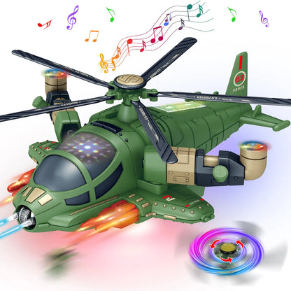 Helicopter Toy for Toddlers 1-3 With Lights And Sounds 360°Freedom And Operated Automatic Bump Autism Sensory Light Up Toys Airplane for Toddler Boy Toys 2 3 4 5 Year Old Up Boy Girl Birthday (Green)