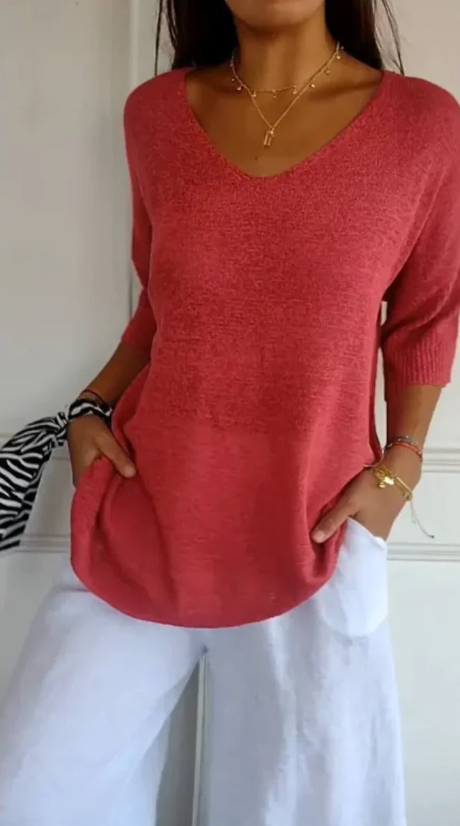 Slim Fit V-Neck Knit Sweater