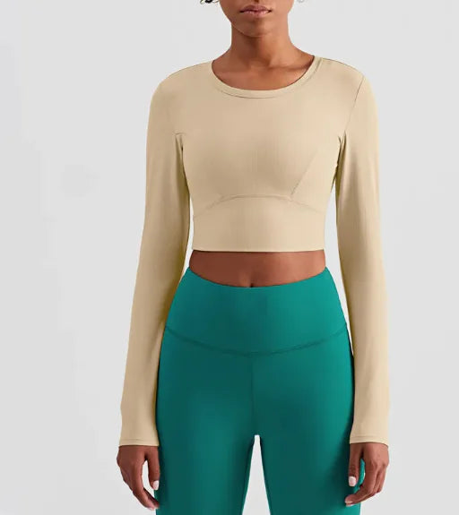 Short Nude Yoga Long Sleeve Top