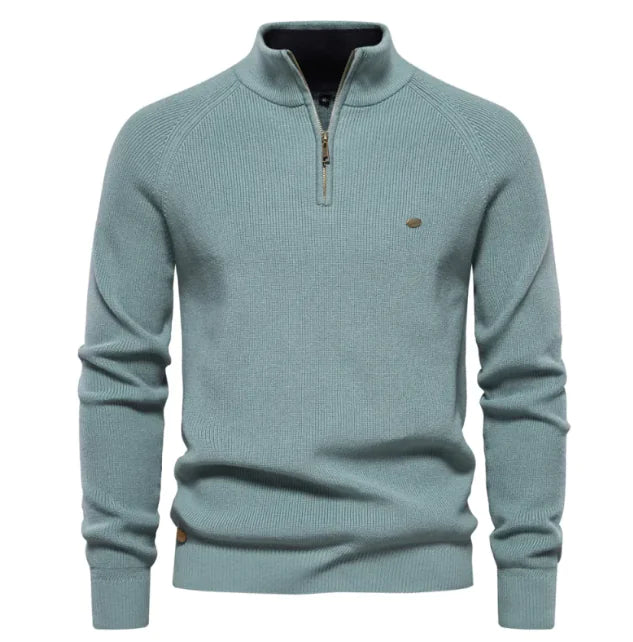 Men's Stylish Half-Turtleneck Solid Color Top