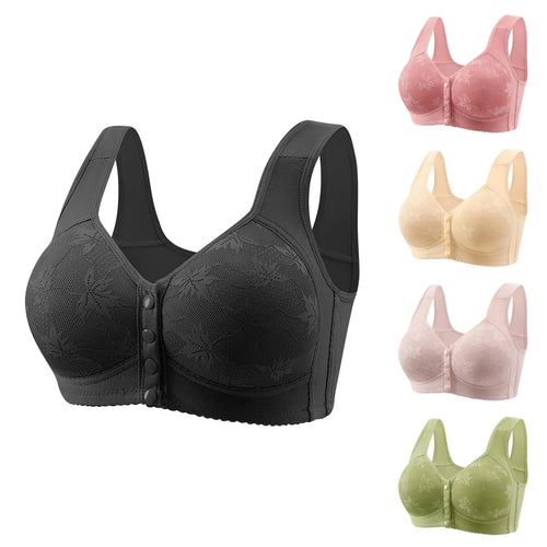 of Today Bras for Women No Underwire Bras for Women Full Coverage Daisy Bras for Older Women Front Closure Bras for Women Day (B#Black5X-Large)