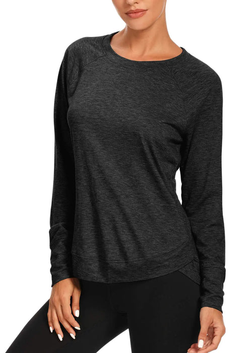 Muzniuer Long Sleeve Workout Tops for Women for Women Long Sleeve Yoga Shirts for Women Yoga Sports Running Shirt Workout Tops for Women Darkgray-1 XL