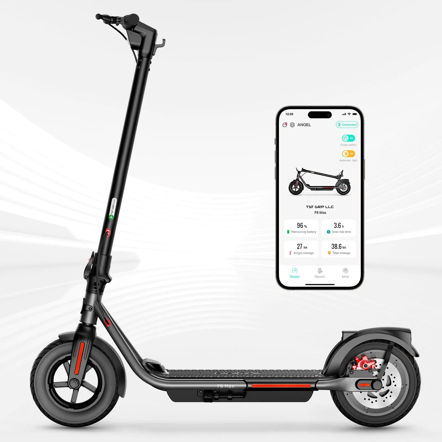 TST Folding Electric Scooter for Adults 10" Solid Rear Tires E-Scooter 30 Miles Max Range Electric Scooter Adults 19 Mph Commute Adult Scooter with App Control Cruise Control and Smart Headlight