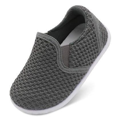 FEETCITY Baby Shoes Baby Walking Shoes Boys Girls Newborn Crib Shoes Baby Slip On Shoes Breathable Toddler Sneakers A-Grey