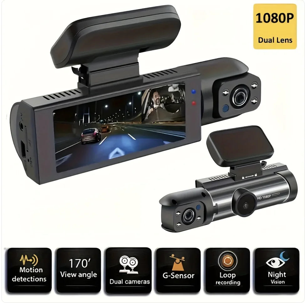 1080p HD Night Vision Dual Dash Cam with 360° View