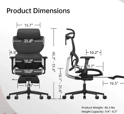 ComfortPlus Ergonomic Chair with Footrest