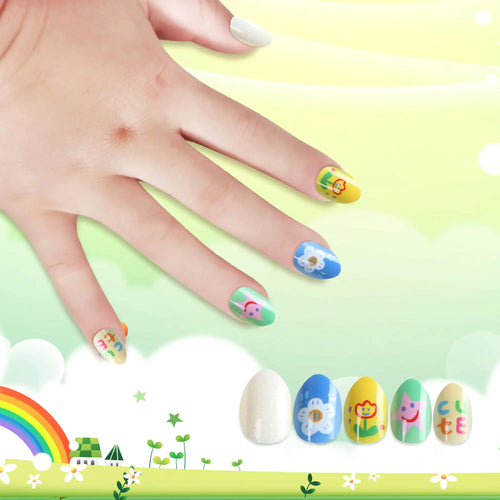 Kawyehu Almond Kids Press-On Nails